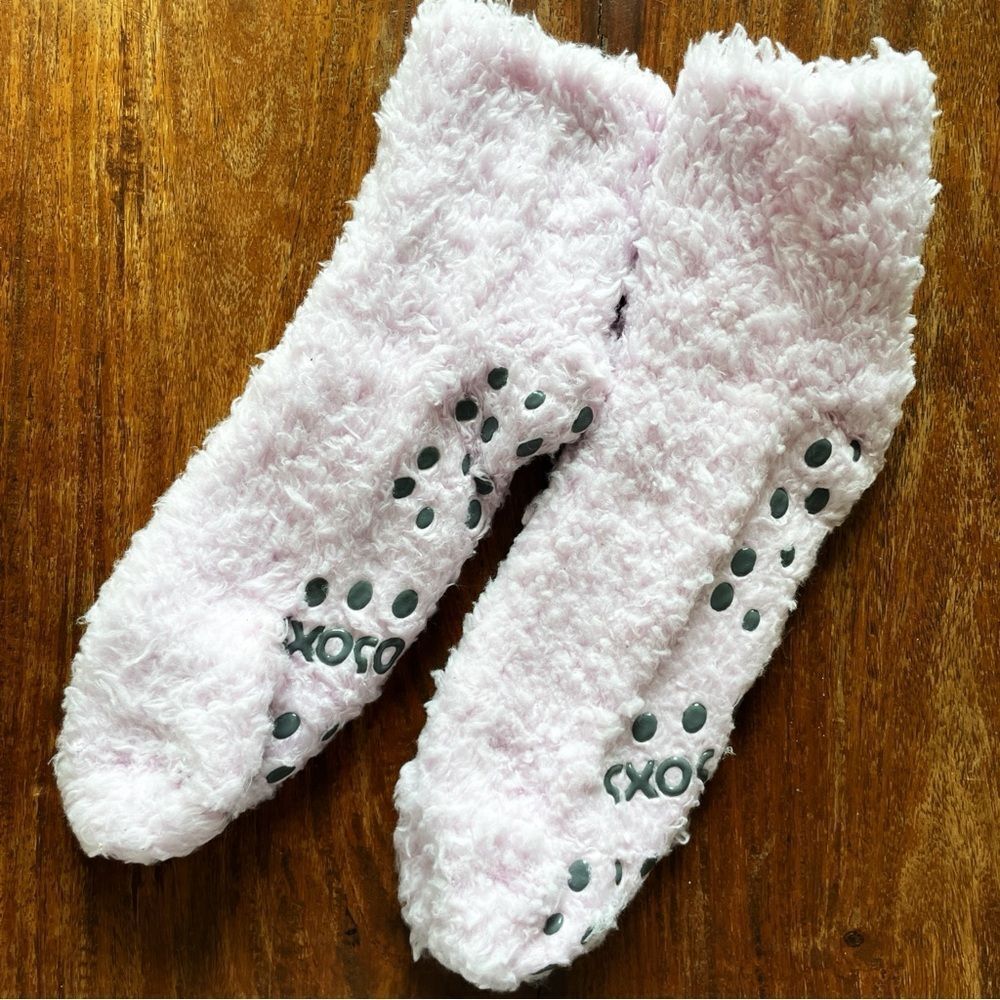 Fluffy Girls Pink Non-Slip Socks 8-12 years Warm Cozy Cabin